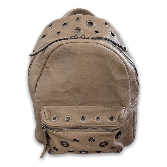 Unique Fashion Backpack Brown Beige Grommets Fashion Bag Made and Bought Greece‎ - Picture 4 of 15